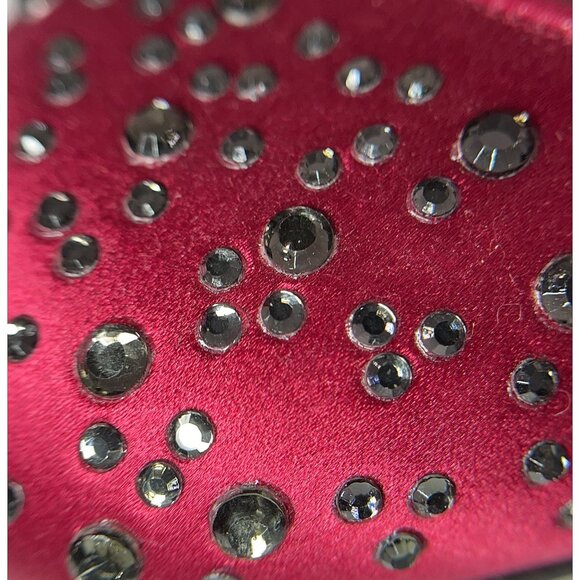VALENTINO GARAVANI Red Satin Crystal Embellishments Flats EU 37 Bedazzled Ballet - Picture 6 of 11